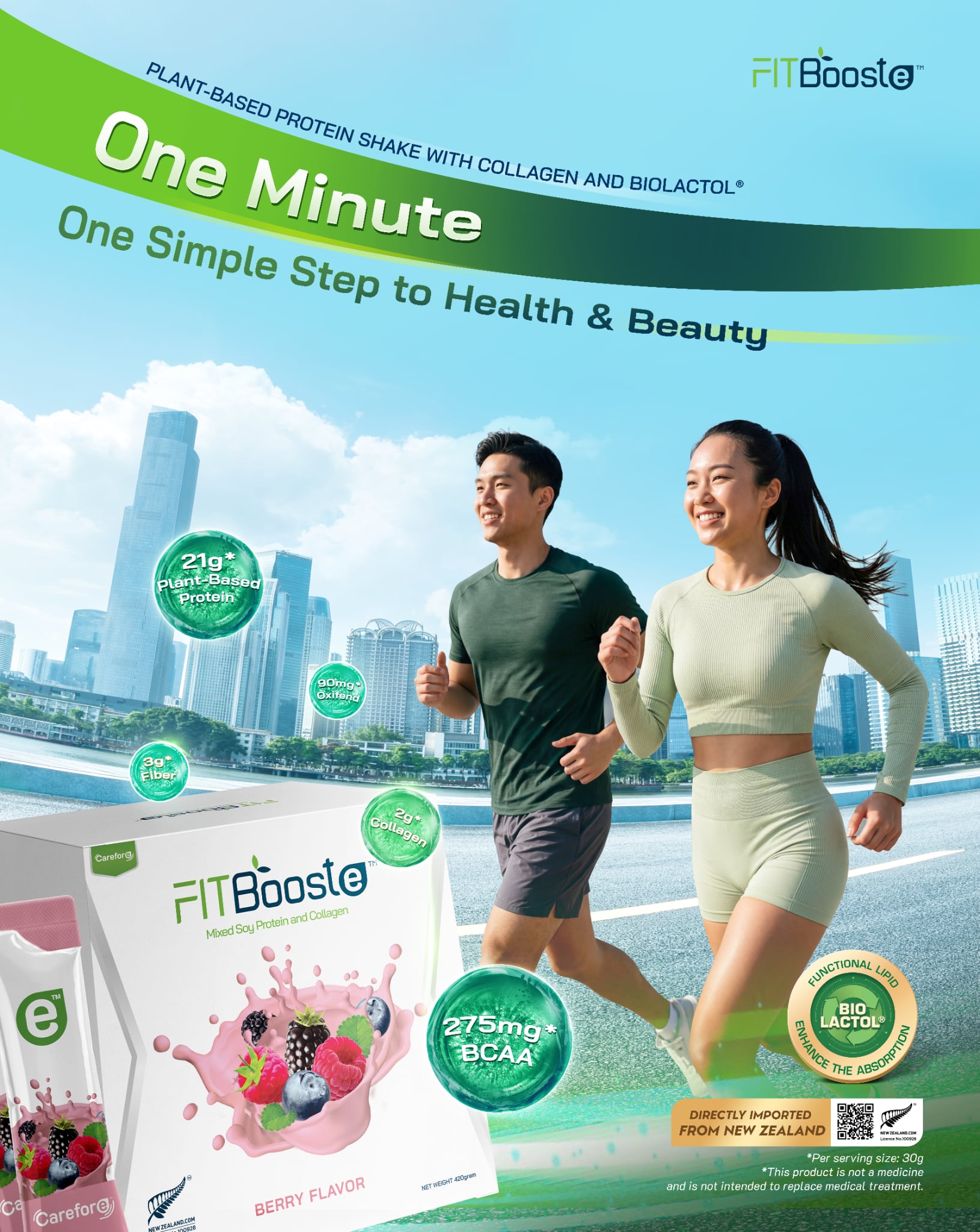 FitBoost plant-based protein shake with collagen
